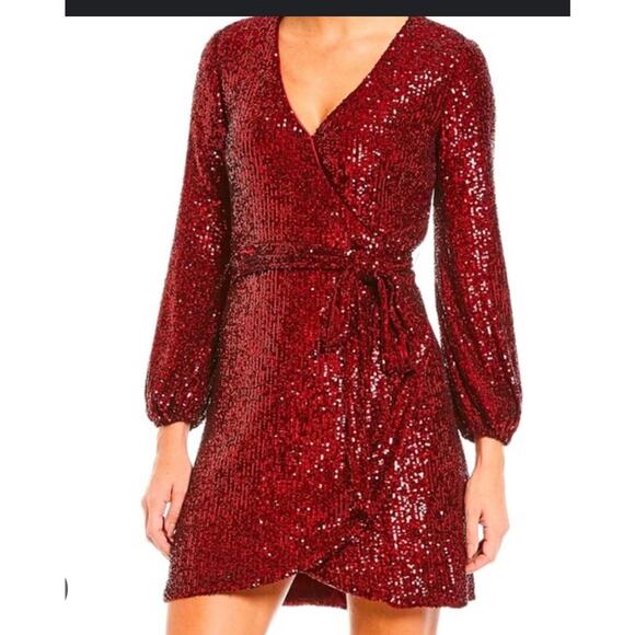 gianni Bini Maxi Wrap dress Red Holiday Christmas Sz Medium - Picture 1 of 6